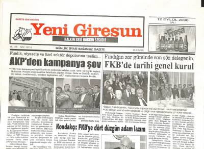Yeni Giresun Gazetesi 12 Eylül 2006 - KondakçıFKBye Dört Düzgün Adam Lazım GZ107829 - 1