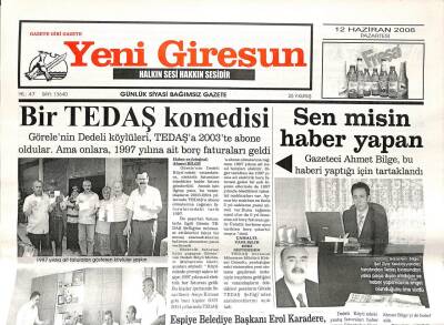Yeni Giresun Gazetesi 12 Haziran 2006 - Kitapçı Yeniden Başkan GZ108662 - 1