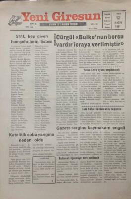 Yeni Giresun Gazetesi 12 Kasım 1991Gazete Sergisine Kaymakam Engeli GZ25529 - 1