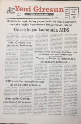 Yeni Giresun Gazetesi 12 Kasım 1992 Gürcü Hayat Kadınında AIDS GZ25542 - 1