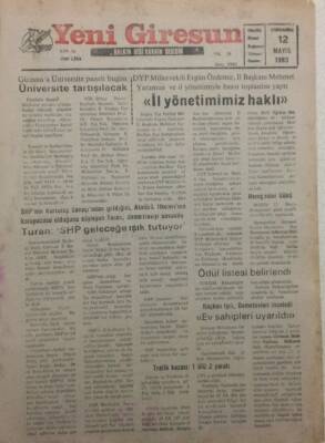 Yeni Giresun Gazetesi 12 Mayıs 1993 - Giresun-Ağrıspor Maçının Primi 2şer Milyon Lira GZ32125 - 1