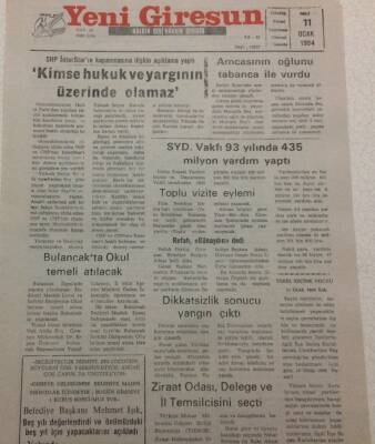 Yeni Giresun Gazetesi 12 Ocak 1994 - Kenan KonalYaptıklarımız Yapacaklarımızın Teminatı GZ38216 - 1