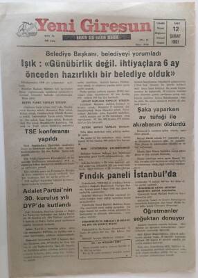 Yeni Giresun Gazetesi 12 Şubat 1991 - Fındık Paneli İstanbulda GZ31090 - 1