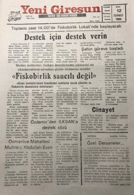 Yeni Giresun Gazetesi 12 Temmuz 1994 Destek İçin Destek VerinGZ30171 - 1