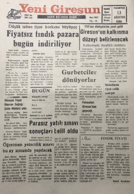 Yeni Giresun Gazetesi 13 Ağustos 1990 Düşük Taban Fiyat Korkusu Büyüyor GZ30113 - 1