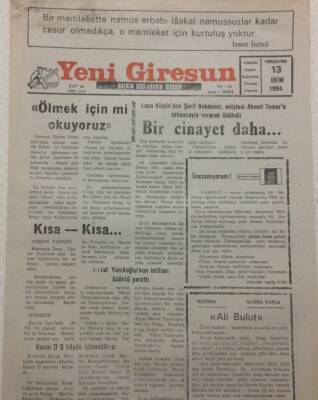 Yeni Giresun Gazetesi 13 Ekim 1994 - Ölmek İçin mi Okuyoruz? GZ34876 - 1