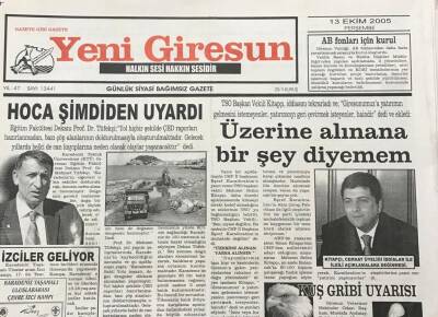 Yeni Giresun Gazetesi 13 Ekim 2005 Kuş Gribi Uyarısı GZ30334 - 1