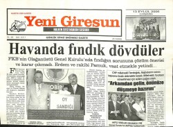 Yeni Giresun Gazetesi 13 Eylül 2006 - Havanda Fındık Dövdüler GZ101853 - 1