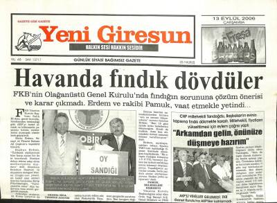 Yeni Giresun Gazetesi 13 Eylül 2006 - Havanda Fındık Dövdüler GZ101853 - 1