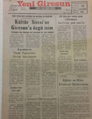Yeni Giresun Gazetesi 13 Haziran 1994 - Kültür Sitesine Giresuna Özgü İsim GZ34870 - 1