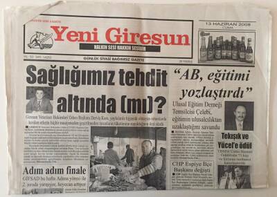Yeni Giresun Gazetesi 13 Haziran 2008 - Sağlığımız Tehdit Altında Mı ? , AB Eğitimi Yozlaştırdı GZ31174 - 1