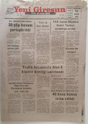Yeni Giresun Gazetesi 13 Kasım 1993 - 30 Çöp Kovası Yerleştirildi GZ31053 - 1