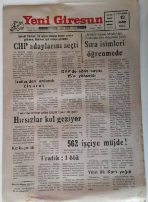 Yeni Giresun Gazetesi 13 Kasım 1995 - CHP Adaylarını Seçti GZ28713 - 1