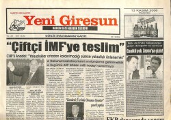 Yeni Giresun Gazetesi 13 Kasım 2006 - Çiftçi IMFe Teslim GZ101845 - 1