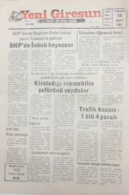 Yeni Giresun Gazetesi 13 Mart 1993 SHPde İnönü Heyecanı GZ25504 - 1