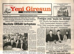 Yeni Giresun Gazetesi 13 Mart 2006 - Mecliste Orsan Tartışması GZ101747 - 2