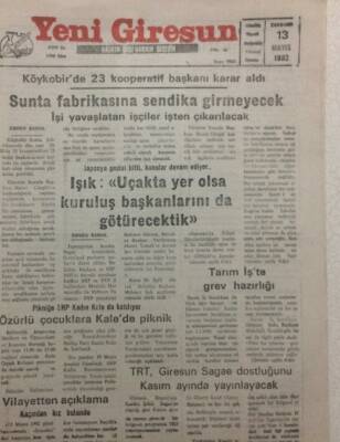 Yeni Giresun Gazetesi 13 Mayıs 1992 - Tarım İşte Grev Hazırlığı GZ34688 - 1