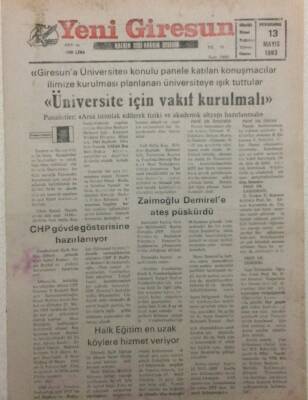 Yeni Giresun Gazetesi 13 Mayıs 1993 - Zaimoğlu Demirele Ateş Püskürdü GZ32124 - 1