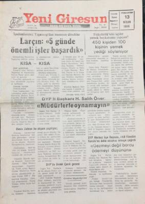 Yeni Giresun Gazetesi 13 Nisan 1996- Fiskobirlikteki İşçiler Yemek Boykotumu Yapıyor? GZ14046 - 2