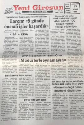 Yeni Giresun Gazetesi 13 Nisan 1996 Fiskobirlikteki İşçiler Yemek Boykotumu Yapıyor GZ30435 - 1