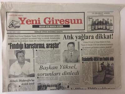 Yeni Giresun Gazetesi 13 Şubat 2009 - Fiskobirlik 4850 Ton Fındık Aldı GZ31026 - 1