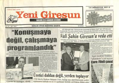 Yeni Giresun Gazetesi 14 Ağustos 2013 - Dursun Ali Şahin Veda Etti GZ101843 - 1