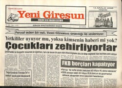 Yeni Giresun Gazetesi 14 Aralık 2006 - Çocukları Zehirliyorlar GZ101804 - 1