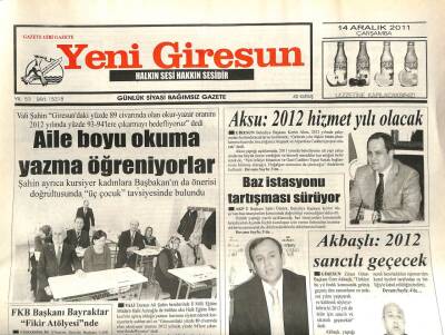 Yeni Giresun Gazetesi 14 Aralık 2011 - 2012 Hizmet Yılı Olacak GZ108919 - 1
