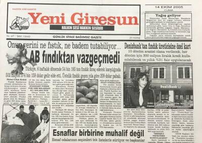 Yeni Giresun Gazetesi 14 Ekim 2005 CHP Giresunspor Binasının Parasını Sordu ,Başkan Yüksel Yanıt Verdi Harcamadık Kasamızda GZ30318 - 1