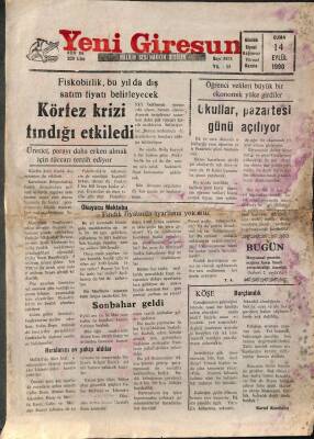 Yeni Giresun Gazetesi 14 Eylül 1990 - Bulancaksporda Hedef Artvinden Puan Telafisi - Galibiyet İçin Her Şey Hazır GZ95406 - 1