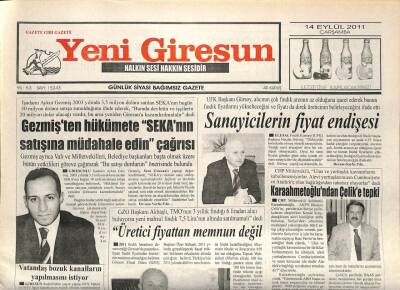 Yeni Giresun Gazetesi 14 Eylül 2011 - Mine Erdoğan Başkan Seçildi GZ108956 - 1