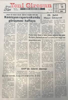Yeni Giresun Gazetesi 14 Haziran 1994 Belediye Plajından Şaban Bulamın Haksız Kazanç Sağladığı İddia Edildi GZ25967 - 1