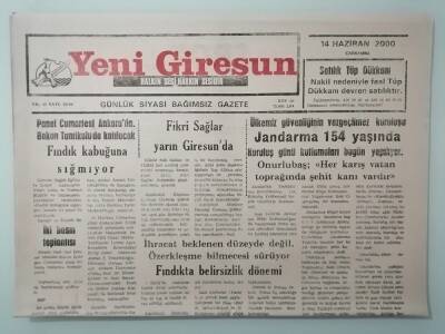 Yeni Giresun Gazetesi 14 Haziran 2000 Cumhuriyet Kadınları Giresunda Toplanıyor -GZ33096 - 1