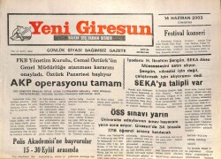 Yeni Giresun Gazetesi 14 Haziran 2003 - AKP Operasyonu Tamam GZ101758 - 2