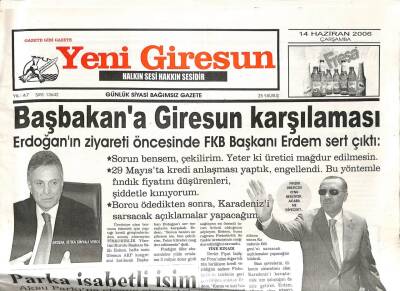 Yeni Giresun Gazetesi 14 Haziran 2006 - Başbakana Giresun Karşılaması GZ108626 - 1