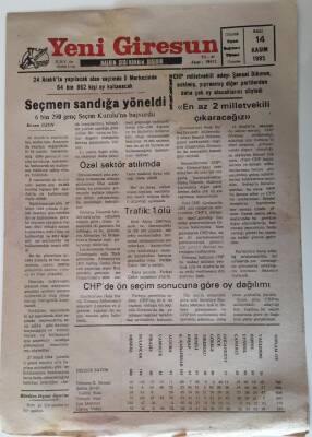 Yeni Giresun Gazetesi 14 Kasım 1995 - Seçmen Sandığa Yöneldi GZ28712 - 1