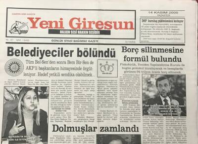 Yeni Giresun Gazetesi 14 Kasım 2005 Borç Silinmesine Formül BulunduGZ30184 - 1