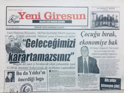 Yeni Giresun Gazetesi - 14 Mart 2008 - Fındık Çalışma Gurubu Oluşturuldu GZ46494 - 1