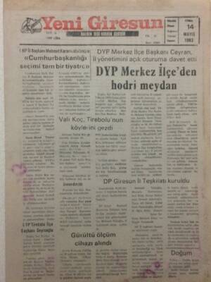 Yeni Giresun Gazetesi 14 Mayıs 1993 - DP Giresun İl Teşkilatı Kuruldu GZ32123 - 1