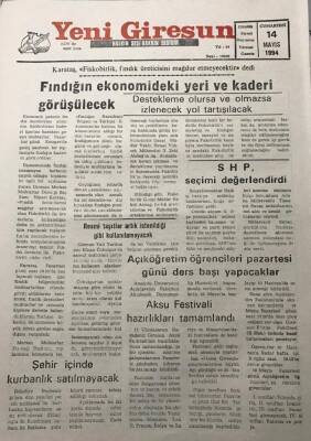 Yeni Giresun Gazetesi 14 Mayıs 1994 Fındığın Ekonomideki Yeri Ve Kaderi GörüşülecekGZ30168 - 1