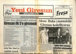 Yeni Giresun Gazetesi 14 Ocak 2014 - Giresun İlk Beşe Giremedi GZ101935 - 2
