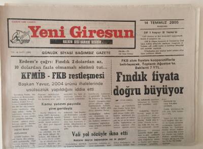 Yeni Giresun Gazetesi 14 Temmuz 2005 - Fındık Fiyata Doğru Büyüyor GZ31153 - 1