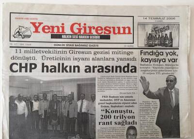 Yeni Giresun Gazetesi 14 Temmuz 2006 - CHP Halkın Arasında GZ28779 - 1