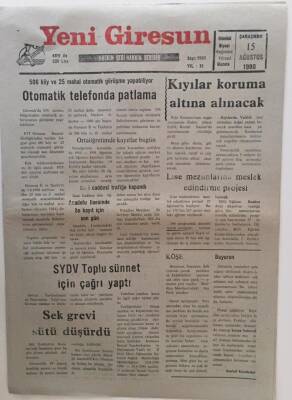 Yeni Giresun Gazetesi 15 Ağustos 1990 - Kıyılar Koruma Altına Alınacak GZ31126 - 1