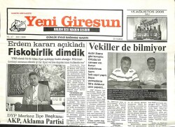 Yeni Giresun Gazetesi 15 Ağustos 2006 - DYPAKP Aklama Partisi GZ101894 - 2