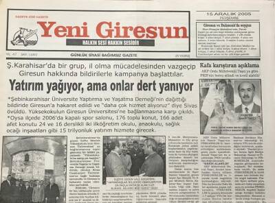 Yeni Giresun Gazetesi 15 Aralık 2005 Jandarmadan Uyuşturucu SeminerleriGZ30182 - 1