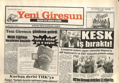Yeni Giresun Gazetesi 15 Aralık 2006 - KESK İş Bıraktı GZ101803 - 2