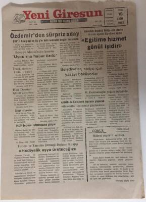 Yeni Giresun Gazetesi 15 Ekim 1993 - Özdemirden Sürpriz Aday GZ31022 - 1