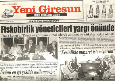 Yeni Giresun Gazetesi 15 Ekim 2011 - Üç Puan Bekliyoruz GZ108896 - 1