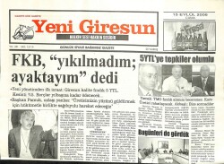 Yeni Giresun Gazetesi 15 Eylül 2006 - FKB,Yıkılmadım Ayaktayım GZ101851 - 1